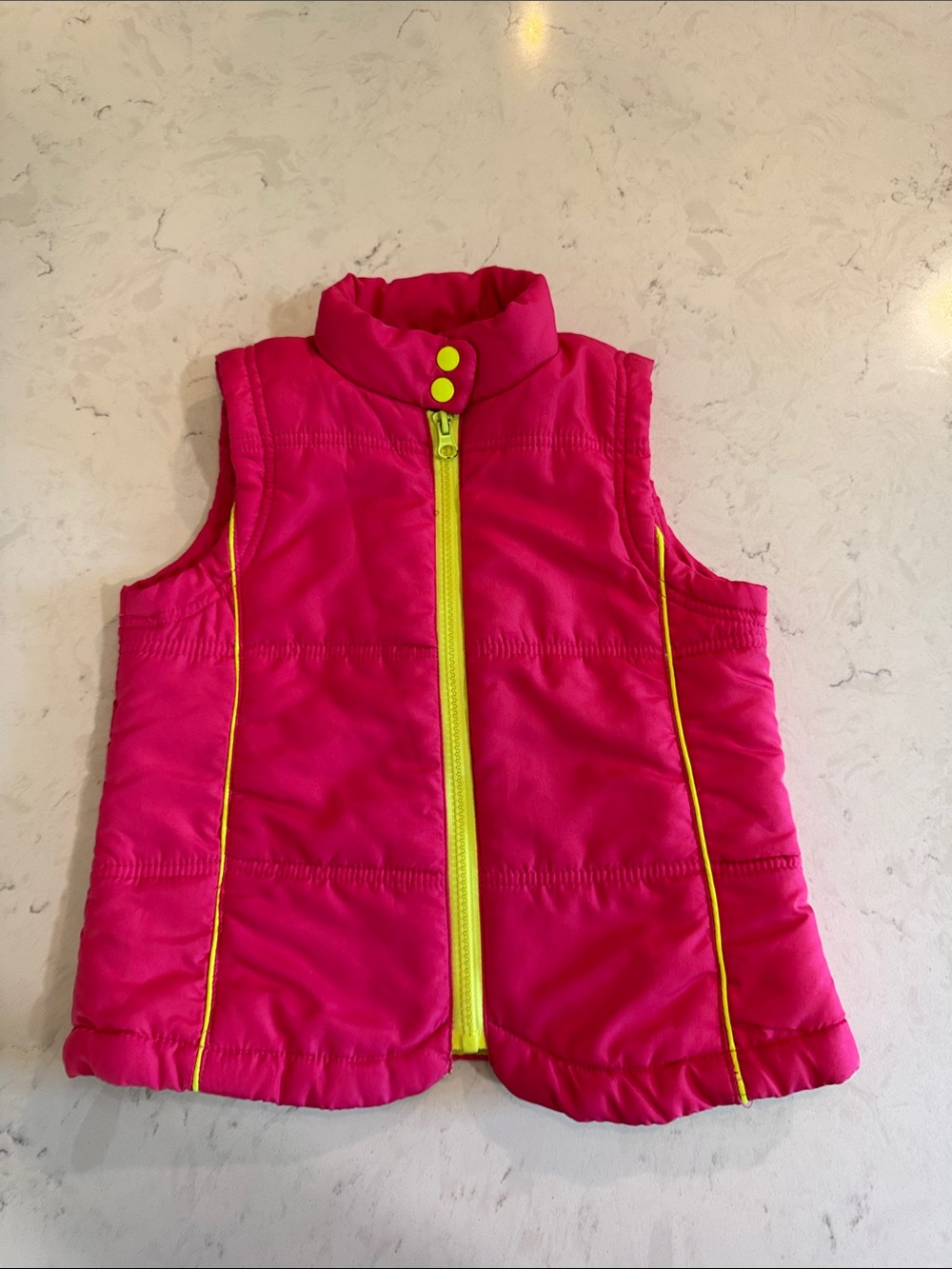 lei Bright Pink Vest with Neon Yellow Trim